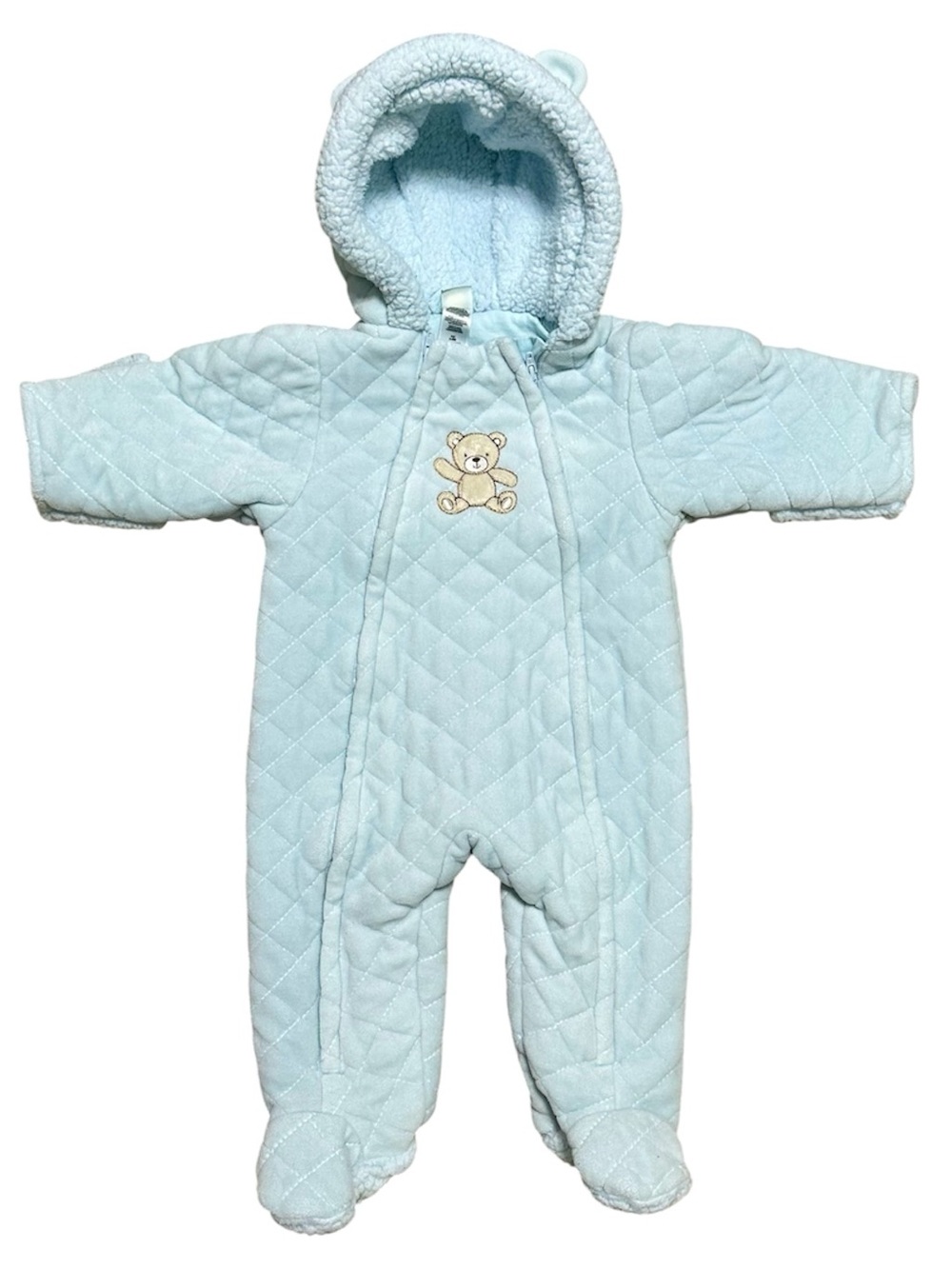 Little Me Infant Light Blue Quilted One Piece snow suit Size 3-6 Mos.